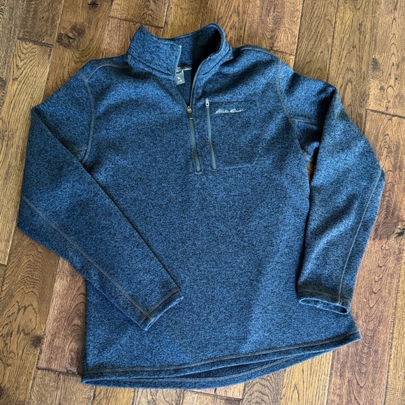 Eddie Bauer Navy Quarter-Zip Pullover - Picture 1 of 6